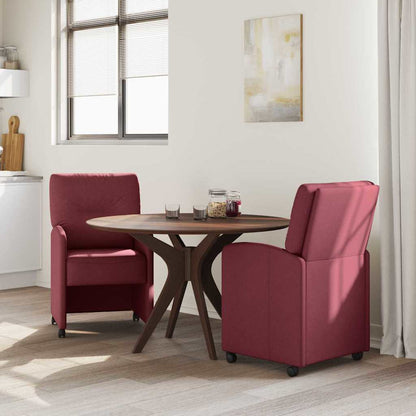 Eetstoelen met wielen 2 pcs Wijnrood 57 x 67 x 95 cm Stof