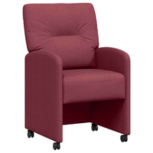 Eetstoelen met wielen 2 pcs Wijnrood 57 x 67 x 95 cm Stof