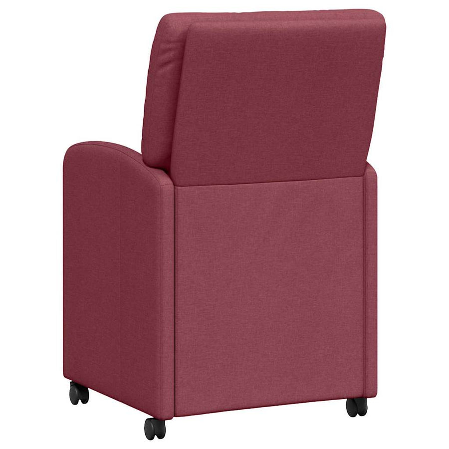 Eetstoelen met wielen 2 pcs Wijnrood 57 x 67 x 95 cm Stof