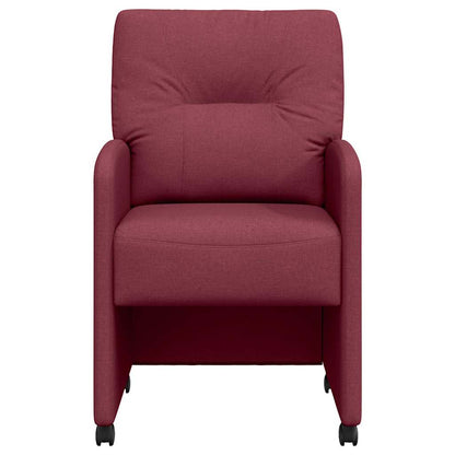 Eetstoelen met wielen 2 pcs Wijnrood 57 x 67 x 95 cm Stof