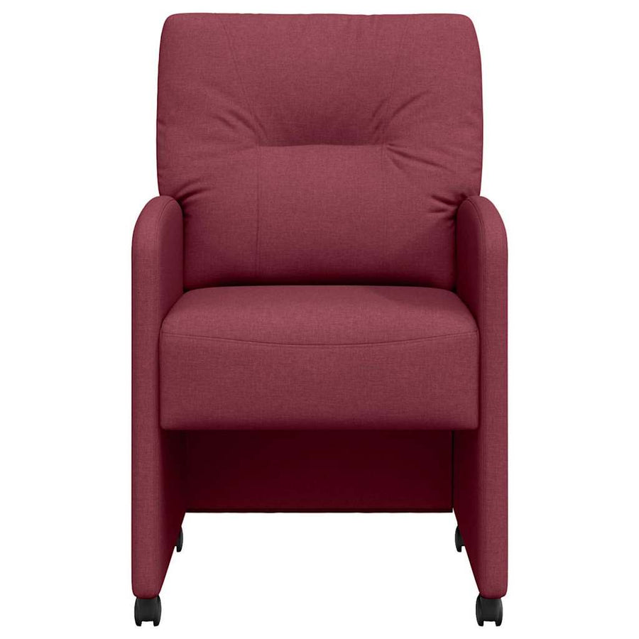 Eetstoelen met wielen 2 pcs Wijnrood 57 x 67 x 95 cm Stof