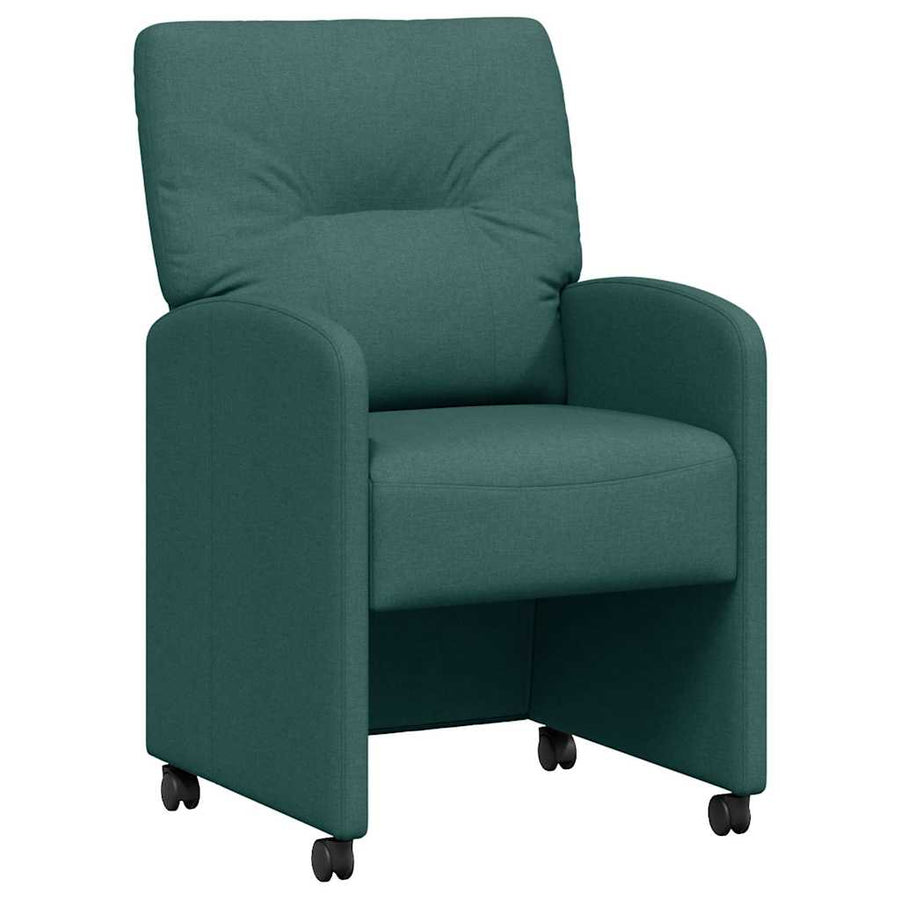 Eetstoelen met wielen 2 pcs Donkergroen 57 x 67 x 95 cm Stof