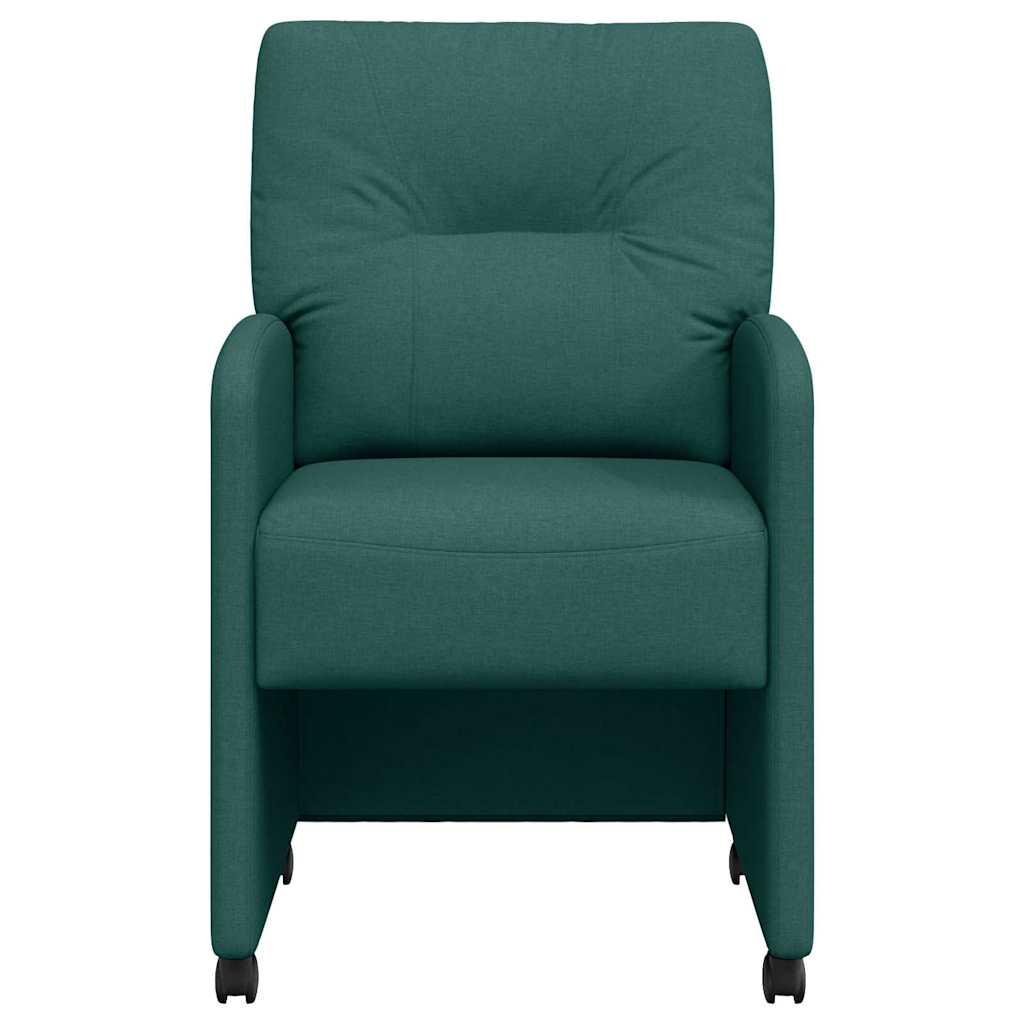 Eetstoelen met wielen 2 pcs Donkergroen 57 x 67 x 95 cm Stof
