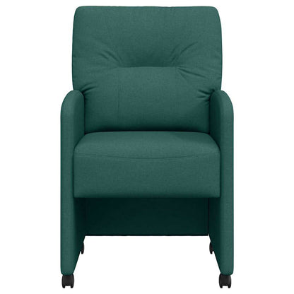 Eetstoelen met wielen 2 pcs Donkergroen 57 x 67 x 95 cm Stof
