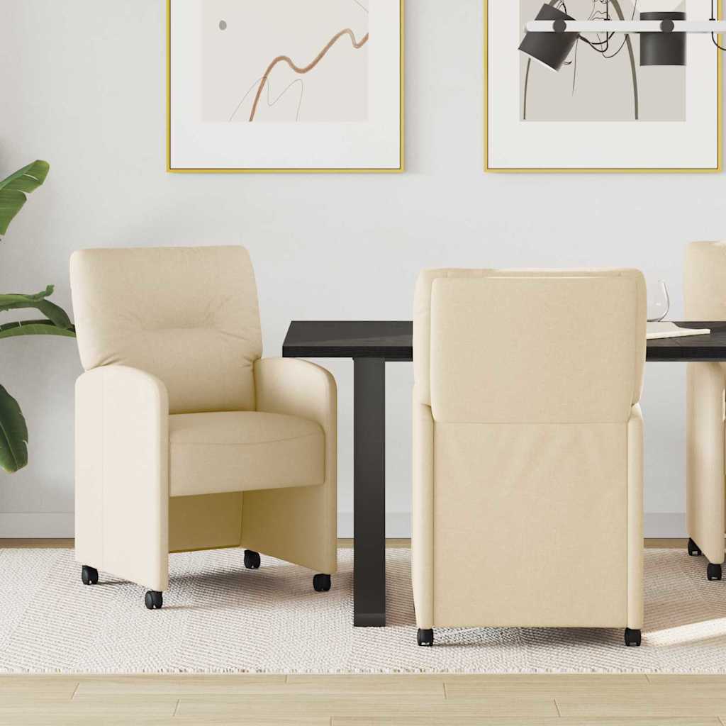Eetstoelen met wielen 2 pcs Crème 57 x 67 x 95 cm Stof