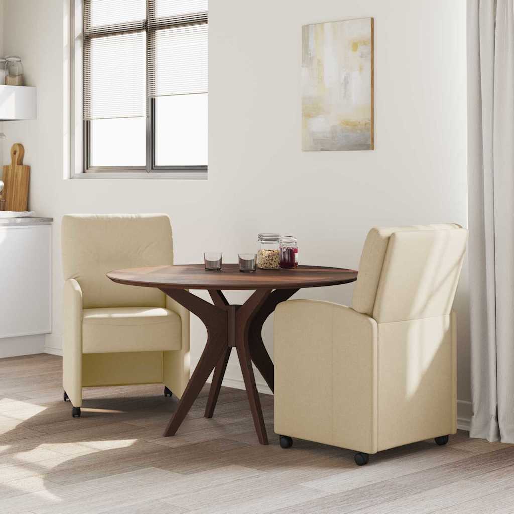 Eetstoelen met wielen 2 pcs Crème 57 x 67 x 95 cm Stof