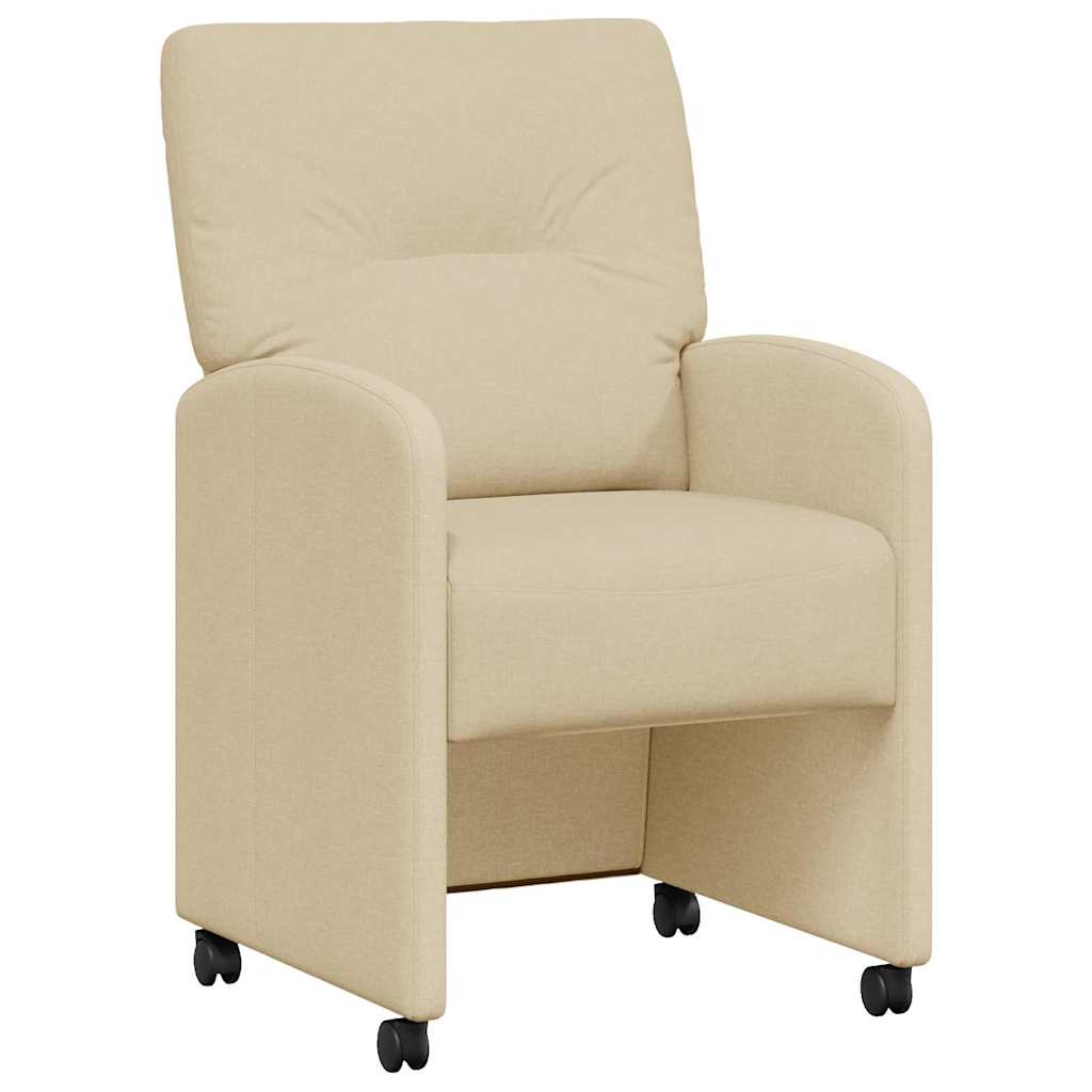 Eetstoelen met wielen 2 pcs Crème 57 x 67 x 95 cm Stof