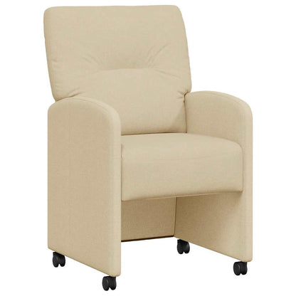 Eetstoelen met wielen 2 pcs Crème 57 x 67 x 95 cm Stof