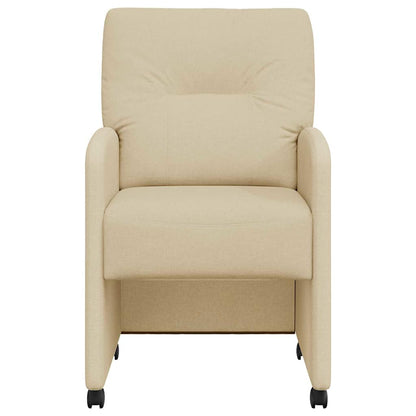 Eetstoelen met wielen 2 pcs Crème 57 x 67 x 95 cm Stof