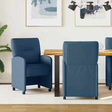 Eetstoelen met wielen 2 pcs Blauw 57 x 67 x 95 cm Stof