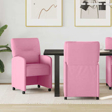 Eetstoelen met wielen 2 pcs Roze 57 x 67 x 95 cm Stof
