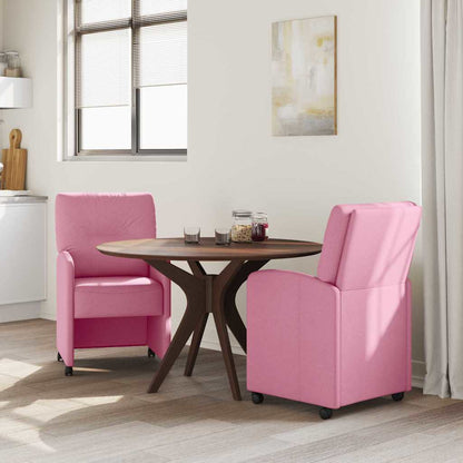 Eetstoelen met wielen 2 pcs Roze 57 x 67 x 95 cm Stof