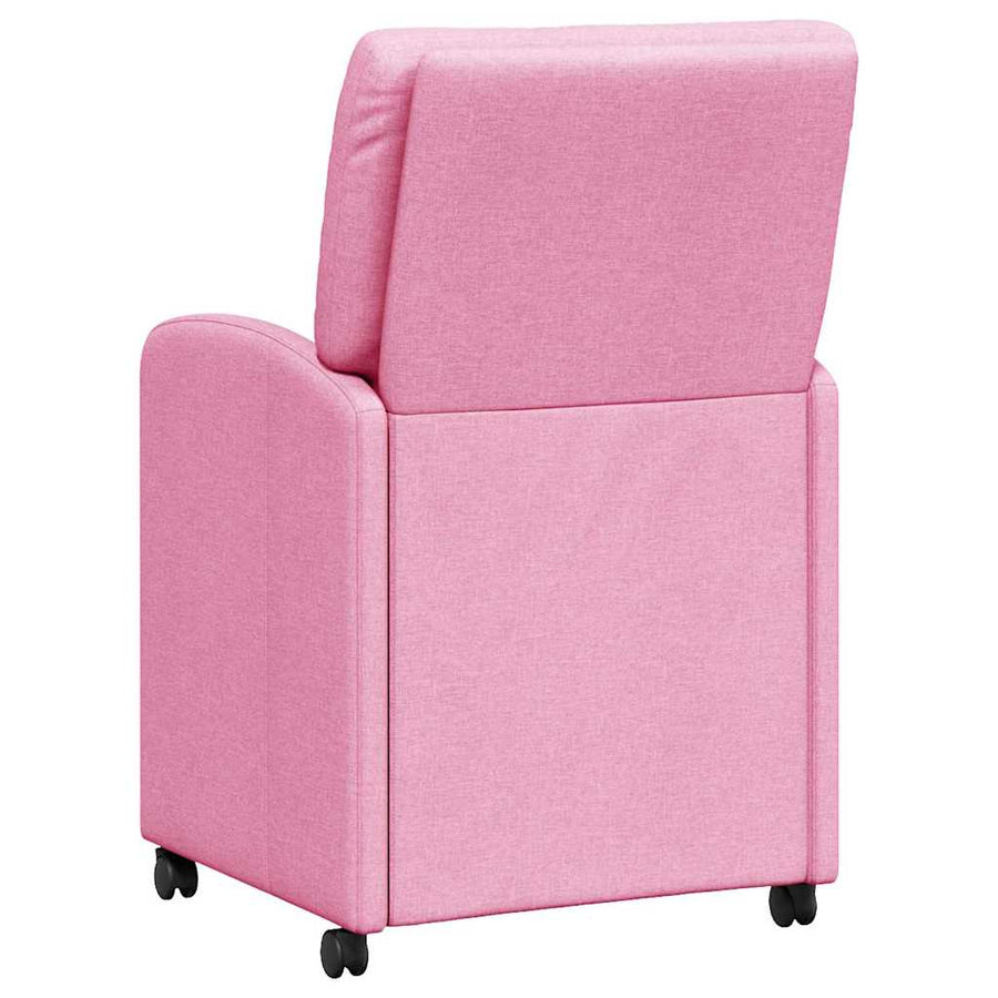 Eetstoelen met wielen 2 pcs Roze 57 x 67 x 95 cm Stof