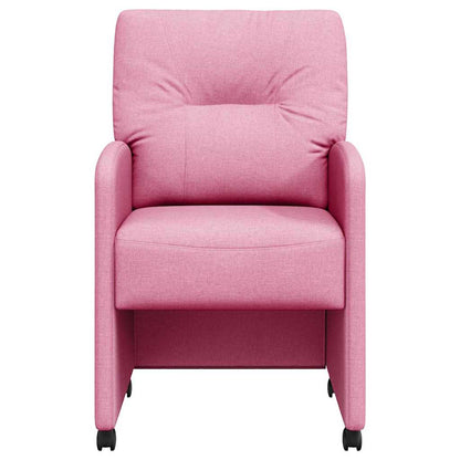 Eetstoelen met wielen 2 pcs Roze 57 x 67 x 95 cm Stof