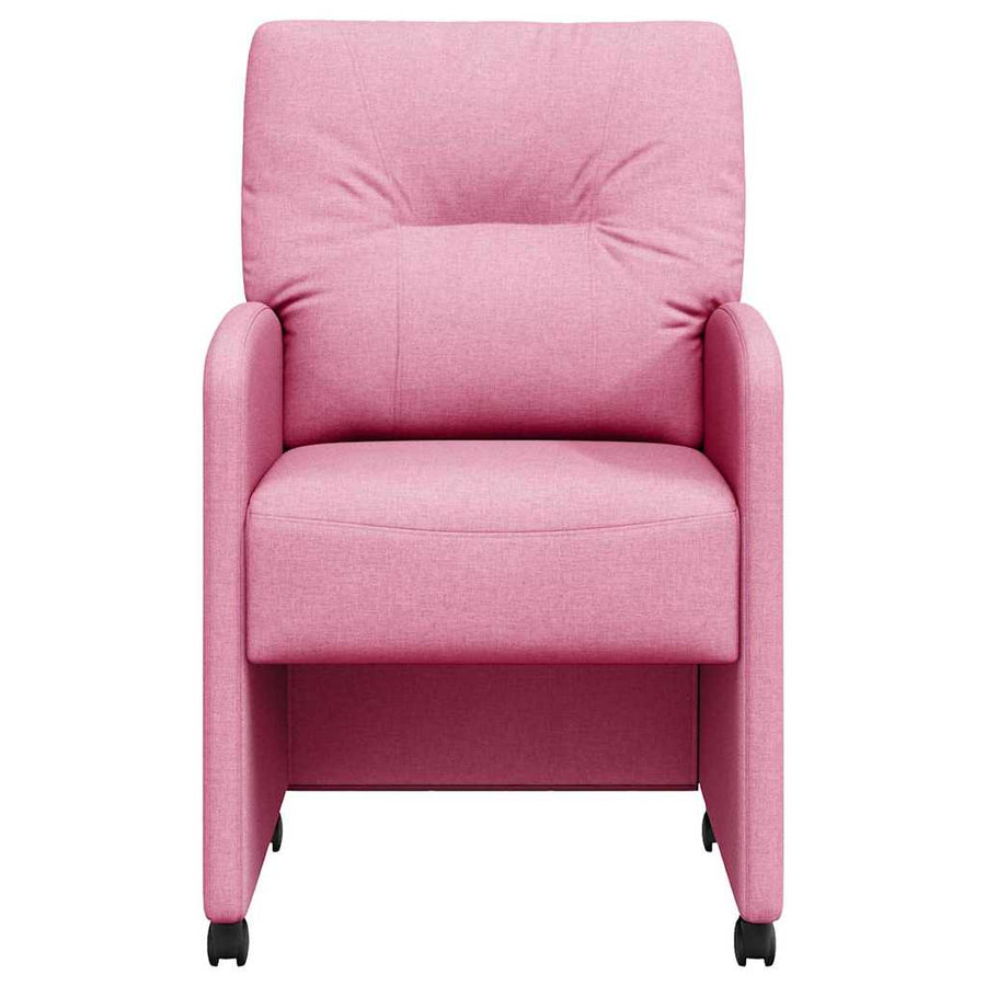 Eetstoelen met wielen 2 pcs Roze 57 x 67 x 95 cm Stof