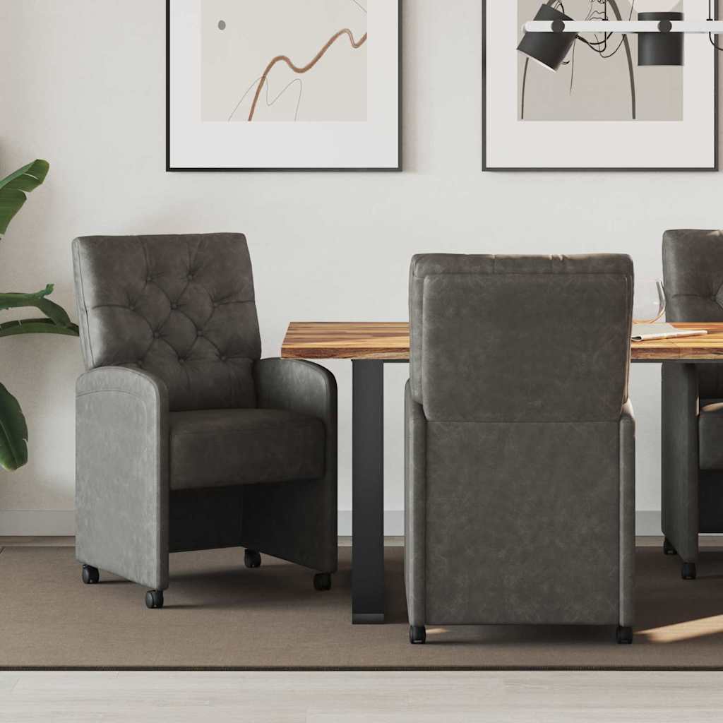 Eetstoelen met wielen 2 pcs Zwart 58 x 67 x 97 cm Kunstleer