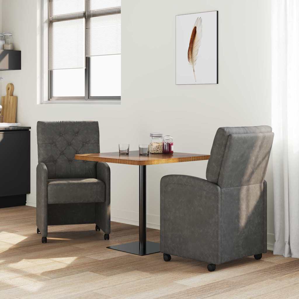 Eetstoelen met wielen 2 pcs Zwart 58 x 67 x 97 cm Kunstleer