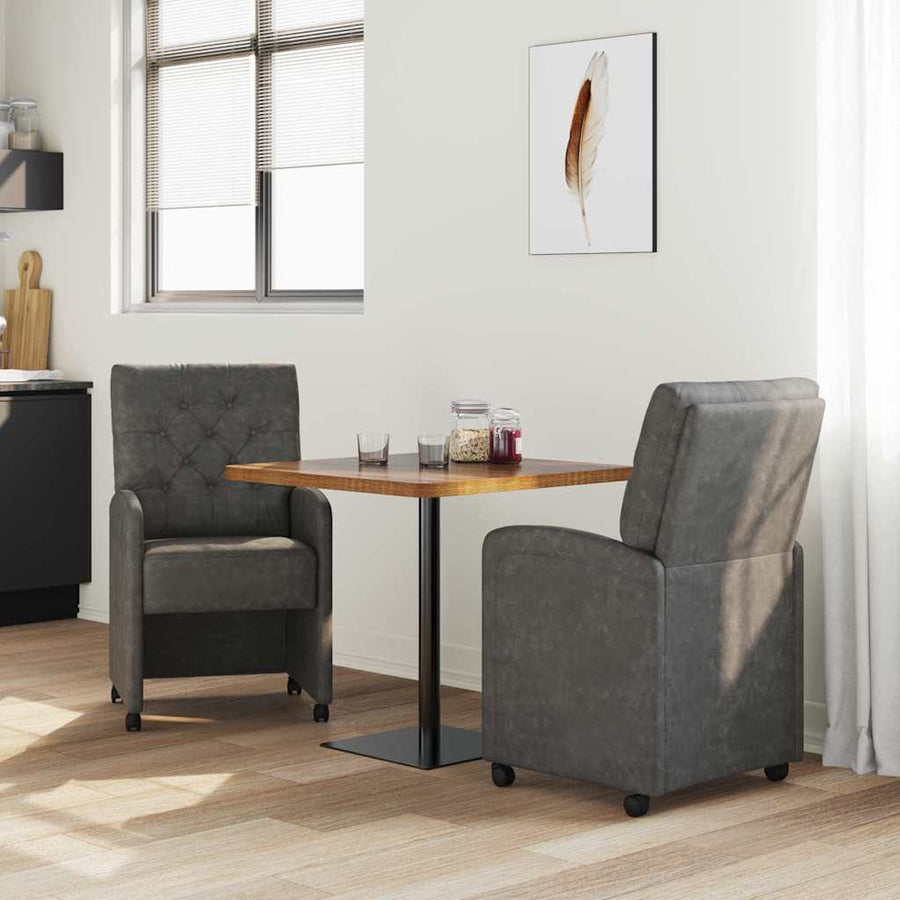Eetstoelen met wielen 2 pcs Zwart 58 x 67 x 97 cm Kunstleer
