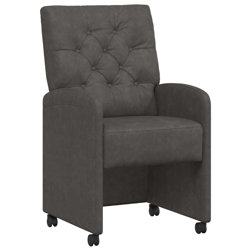 Eetstoelen met wielen 2 pcs Zwart 58 x 67 x 97 cm Kunstleer