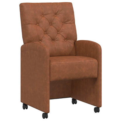 Eetstoelen met wielen 2 pcs Bruin 58 x 67 x 97 cm Kunstleer