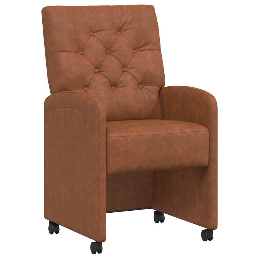 Eetstoelen met wielen 2 pcs Bruin 58 x 67 x 97 cm Kunstleer