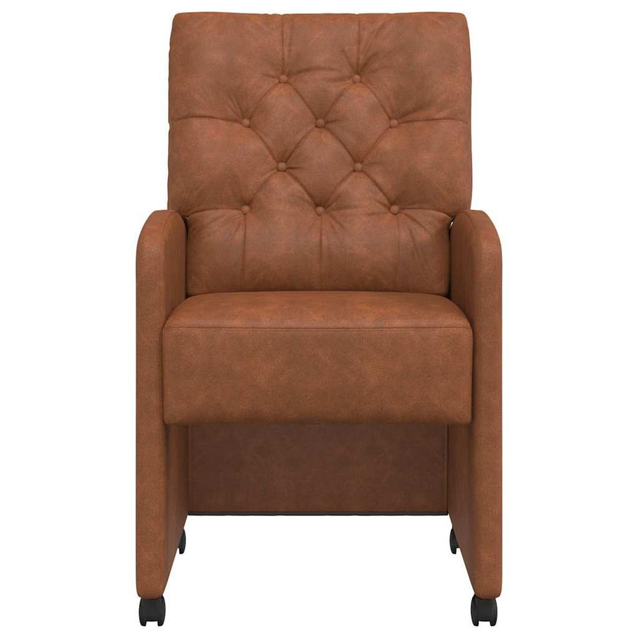 Eetstoelen met wielen 2 pcs Bruin 58 x 67 x 97 cm Kunstleer
