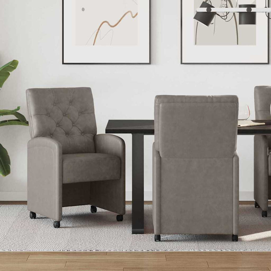Eetstoelen met wielen 2 pcs Grijs 58 x 67 x 97 cm Kunstleer