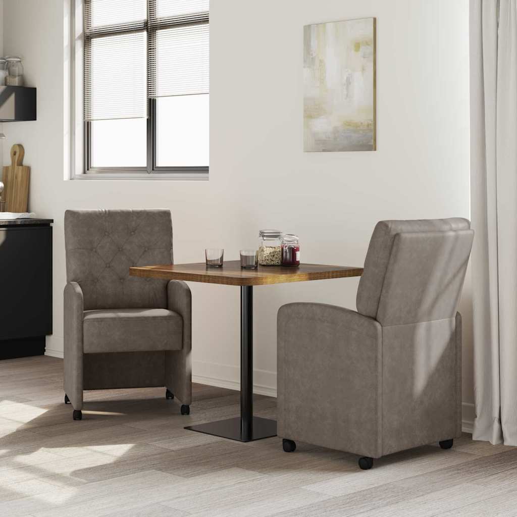 Eetstoelen met wielen 2 pcs Grijs 58 x 67 x 97 cm Kunstleer
