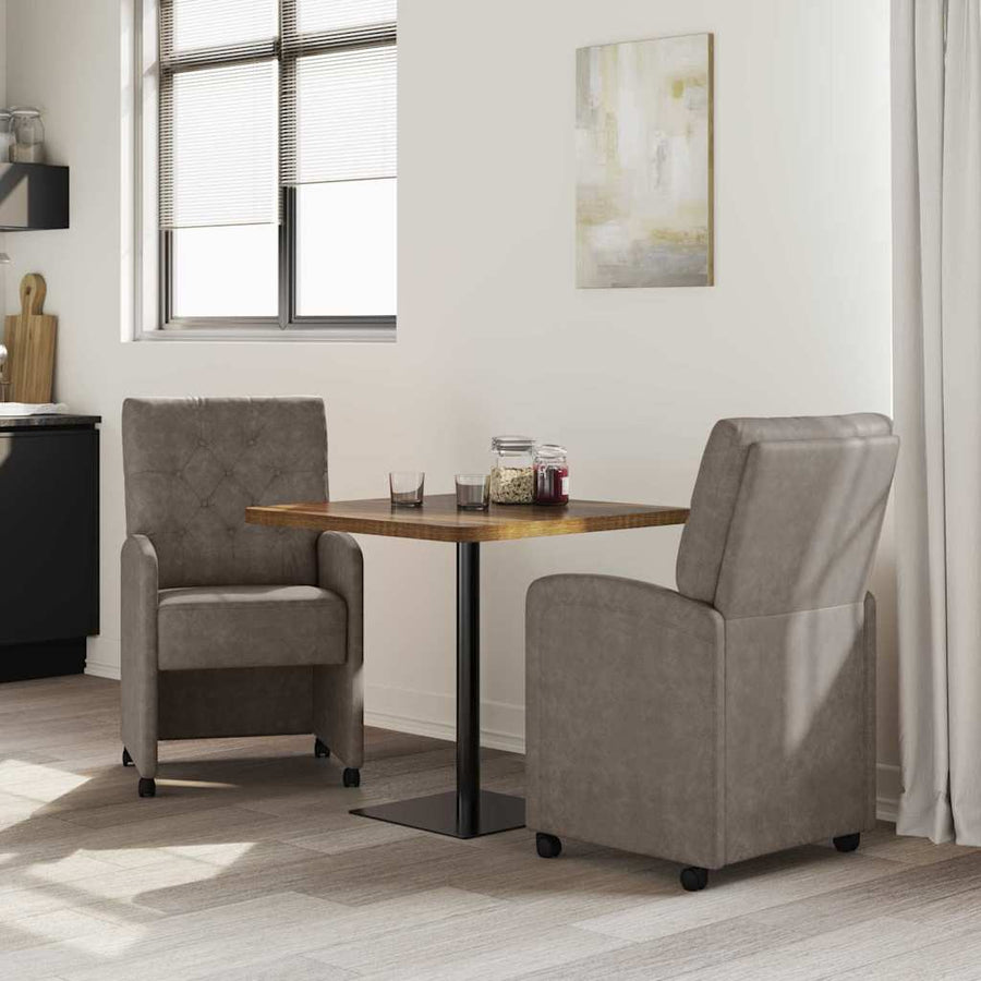 Eetstoelen met wielen 2 pcs Grijs 58 x 67 x 97 cm Kunstleer