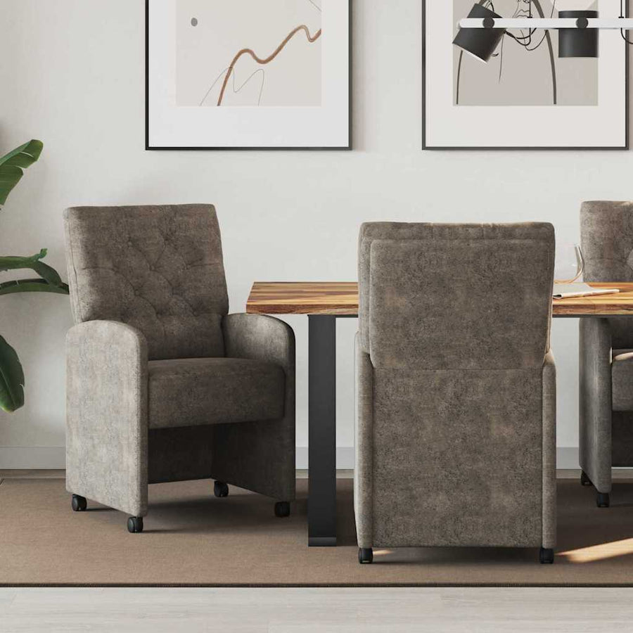 Eetstoelen 2 pcs Donkergrijs 58 x 67 x 97 cm Faux suede leer