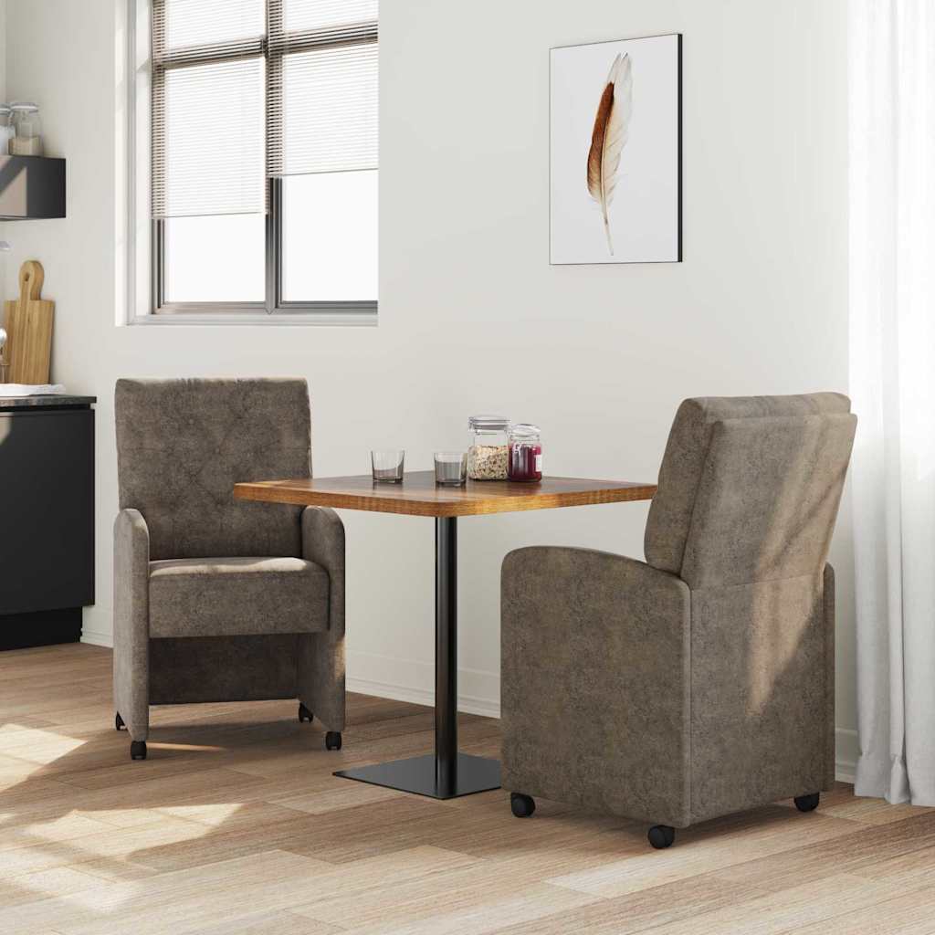 Eetstoelen 2 pcs Donkergrijs 58 x 67 x 97 cm Faux suede leer