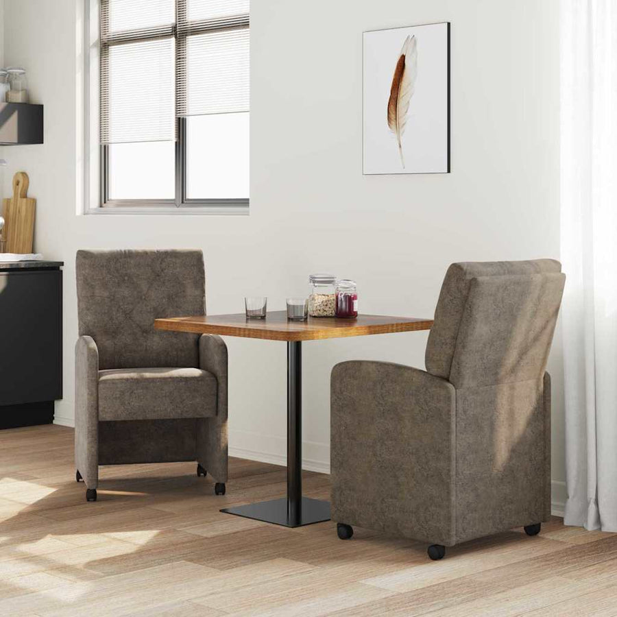 Eetstoelen 2 pcs Donkergrijs 58 x 67 x 97 cm Faux suede leer