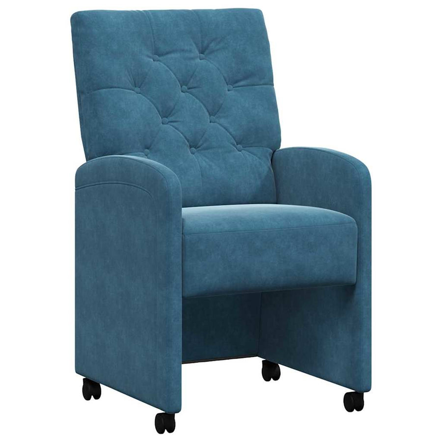 Eetstoelen met wielen 2 pcs Blauw 58 x 67 x 97 cm Fluweel