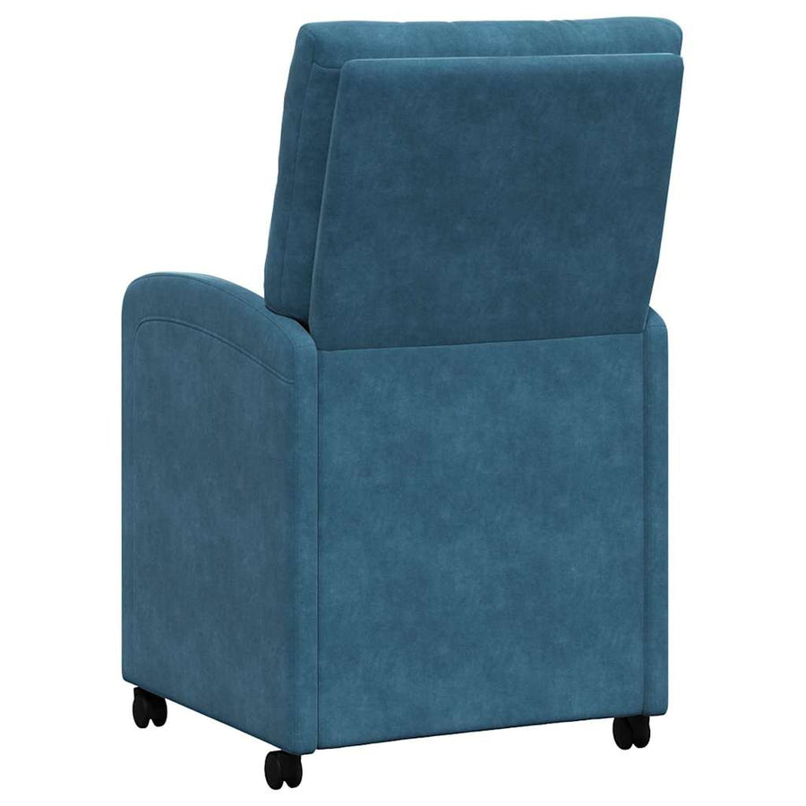 Eetstoelen met wielen 2 pcs Blauw 58 x 67 x 97 cm Fluweel