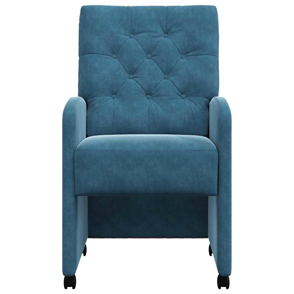 Eetstoelen met wielen 2 pcs Blauw 58 x 67 x 97 cm Fluweel