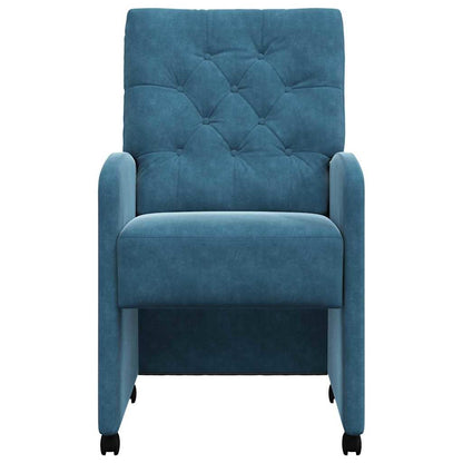Eetstoelen met wielen 2 pcs Blauw 58 x 67 x 97 cm Fluweel