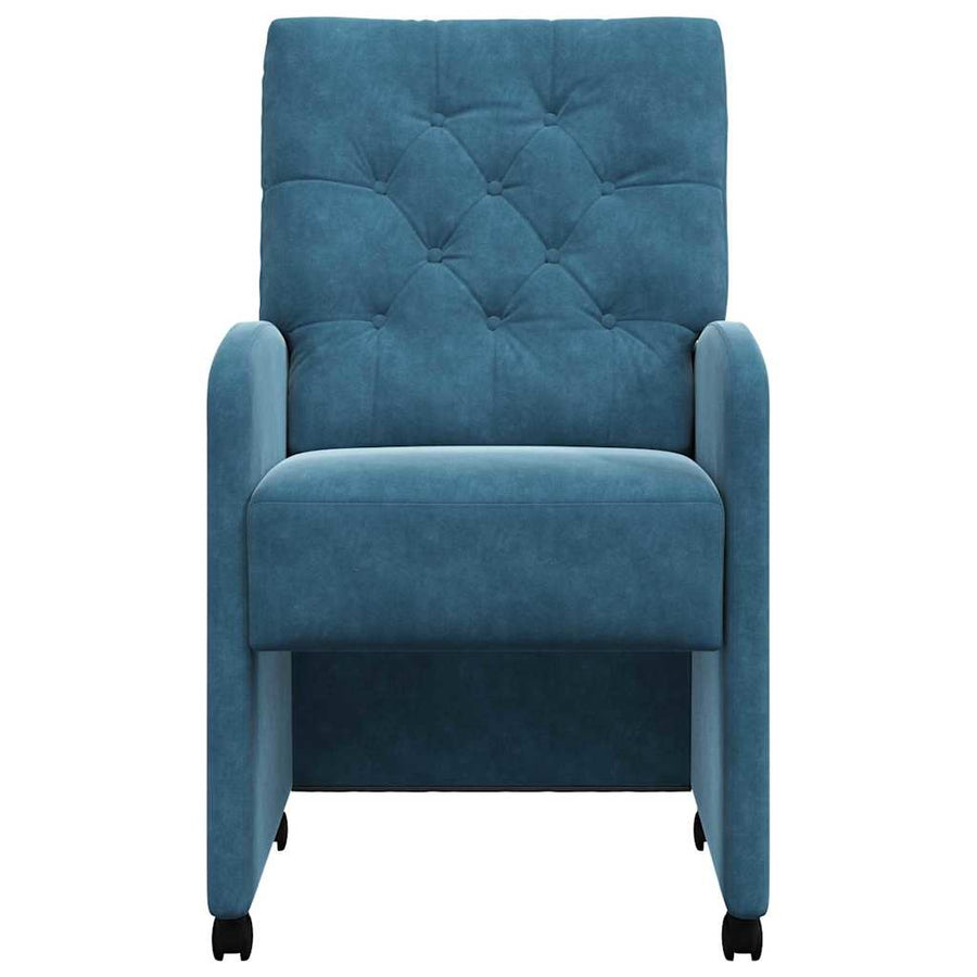 Eetstoelen met wielen 2 pcs Blauw 58 x 67 x 97 cm Fluweel