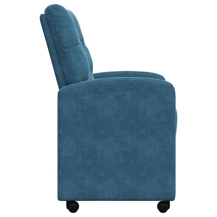 Eetstoelen met wielen 2 pcs Blauw 58 x 67 x 97 cm Fluweel