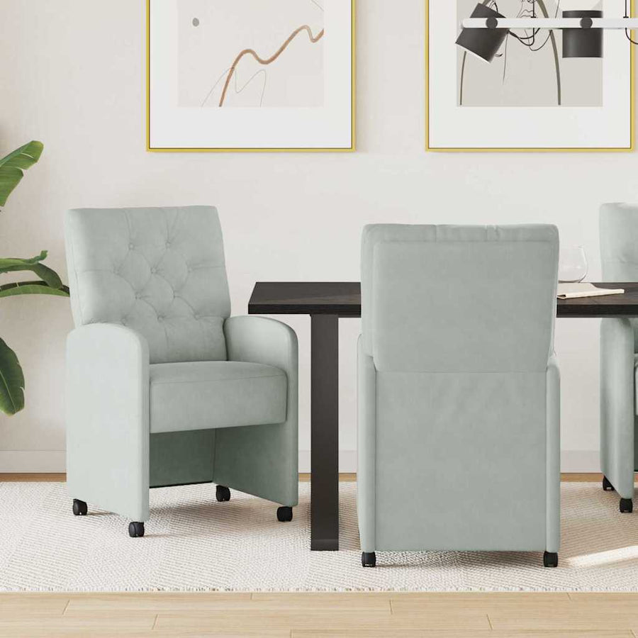 Eetstoelen met wielen 2 pcs Lichtgrijs 58 x 67 x 97 cm Fluweel