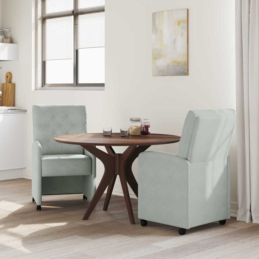 Eetstoelen met wielen 2 pcs Lichtgrijs 58 x 67 x 97 cm Fluweel