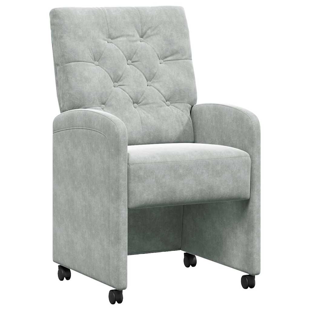 Eetstoelen met wielen 2 pcs Lichtgrijs 58 x 67 x 97 cm Fluweel