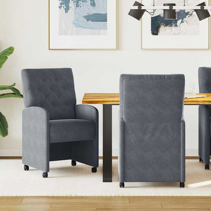 Eetstoelen met wielen 2 pcs Donkergrijs 58 x 67 x 97 cm Fluweel