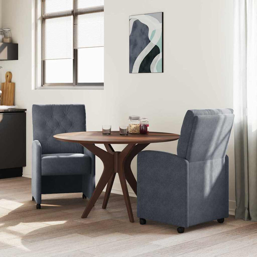 Eetstoelen met wielen 2 pcs Donkergrijs 58 x 67 x 97 cm Fluweel