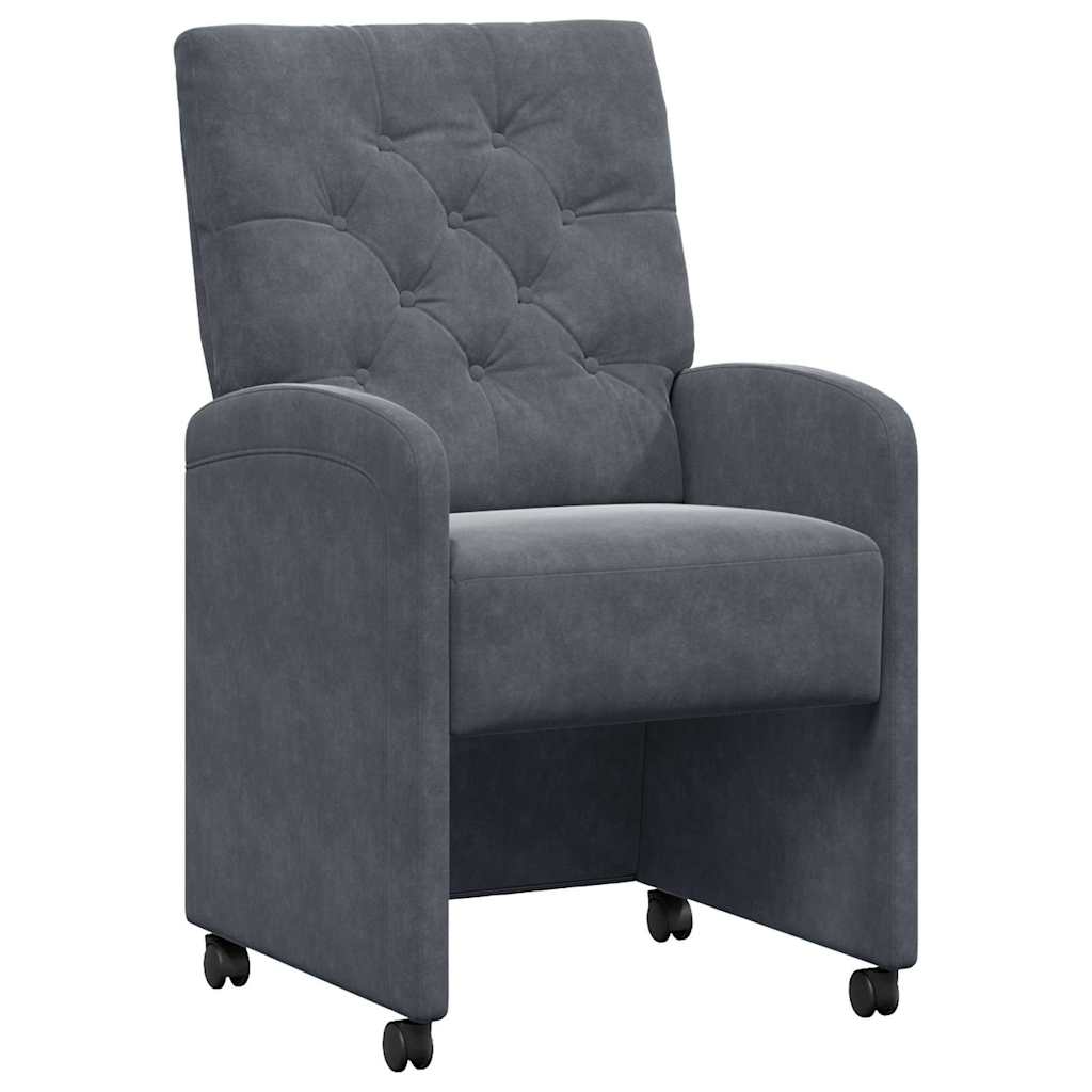 Eetstoelen met wielen 2 pcs Donkergrijs 58 x 67 x 97 cm Fluweel