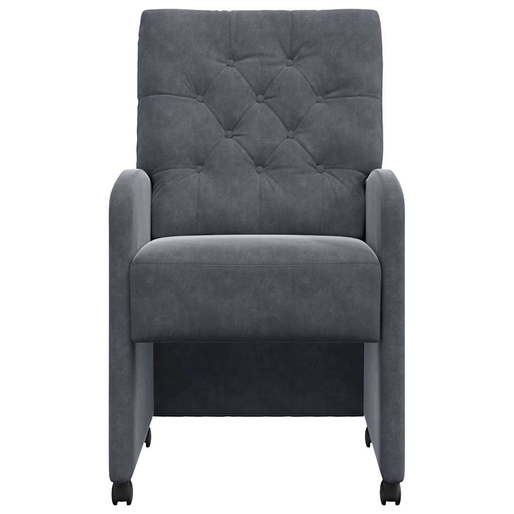Eetstoelen met wielen 2 pcs Donkergrijs 58 x 67 x 97 cm Fluweel