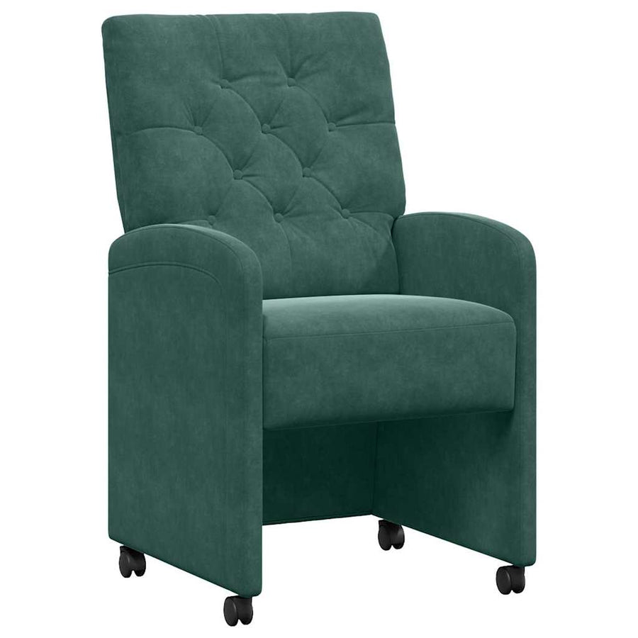 Eetstoelen met wielen 2 pcs Donkergroen 58 x 67 x 97 cm Fluweel