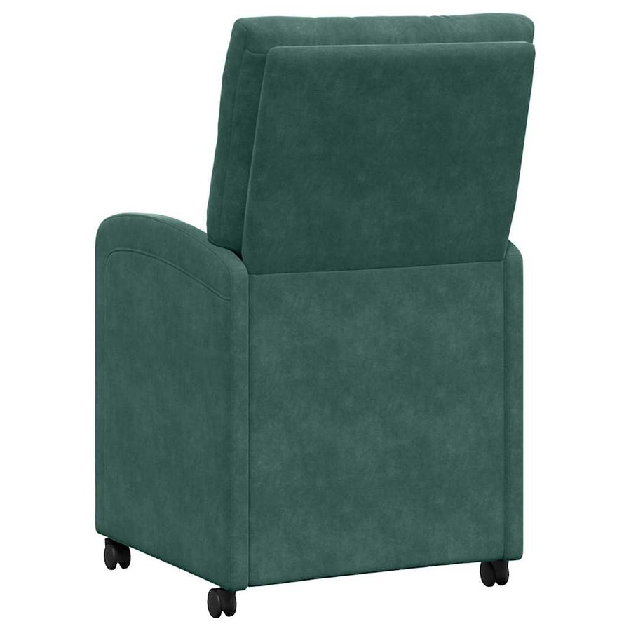 Eetstoelen met wielen 2 pcs Donkergroen 58 x 67 x 97 cm Fluweel
