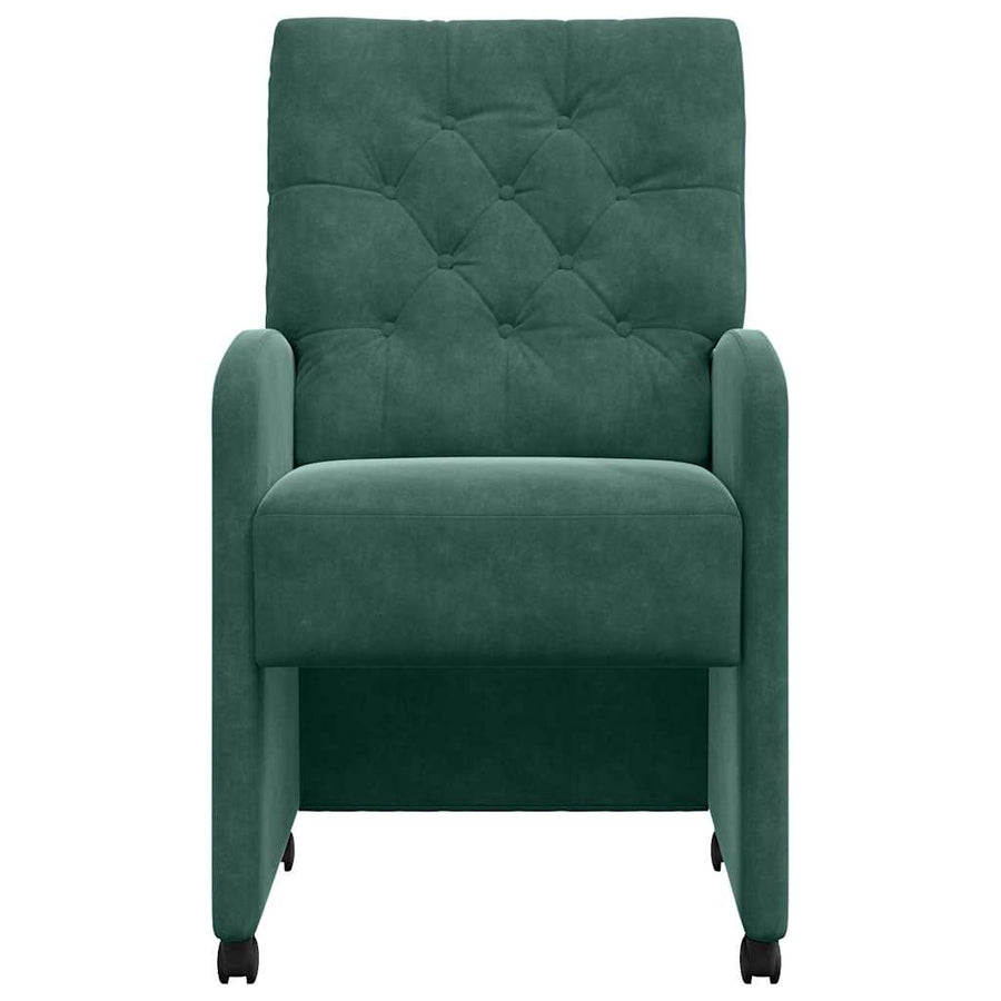 Eetstoelen met wielen 2 pcs Donkergroen 58 x 67 x 97 cm Fluweel