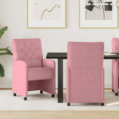 Eetstoelen met wielen 2 pcs Roze 58 x 67 x 97 cm Fluweel