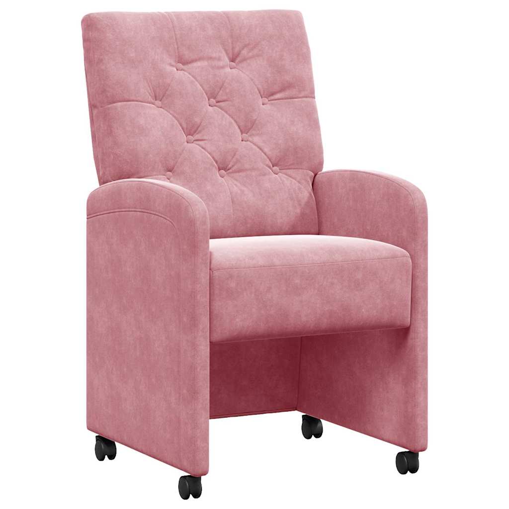 Eetstoelen met wielen 2 pcs Roze 58 x 67 x 97 cm Fluweel